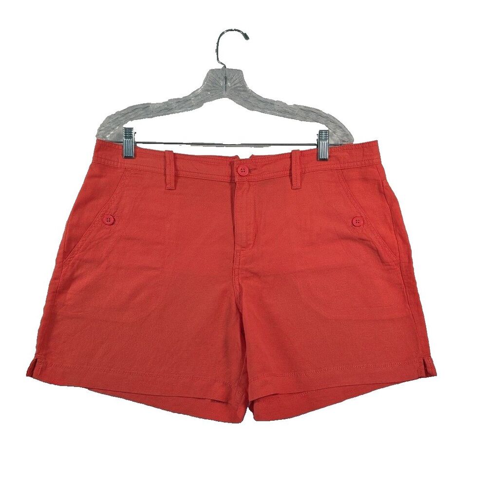 Calvin Klein Jeans Linen Blend Shorts Women's Size 12 Salmon Orange Color 5" ins